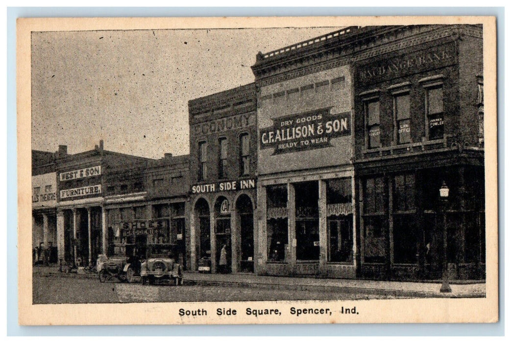 c1905 South Side Square Street View Spencer Indiana IN Unposted Antique Postcard
