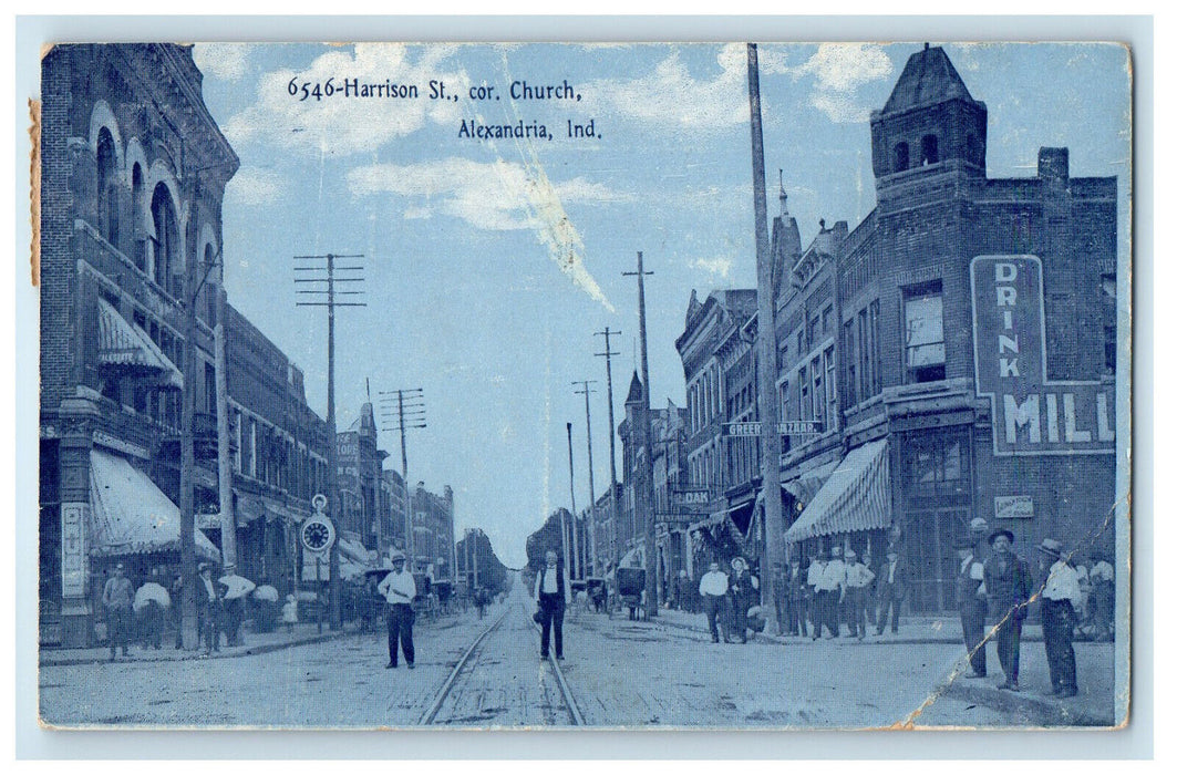 1908 Harrison St. Corner Church Alexandria Indiana IN Posted Antique Posted