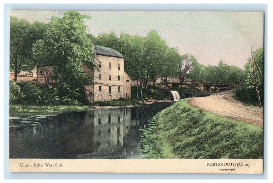 c1905 Union Mills West Side Portsmouth Ohio OH Hand-Colored Postcard