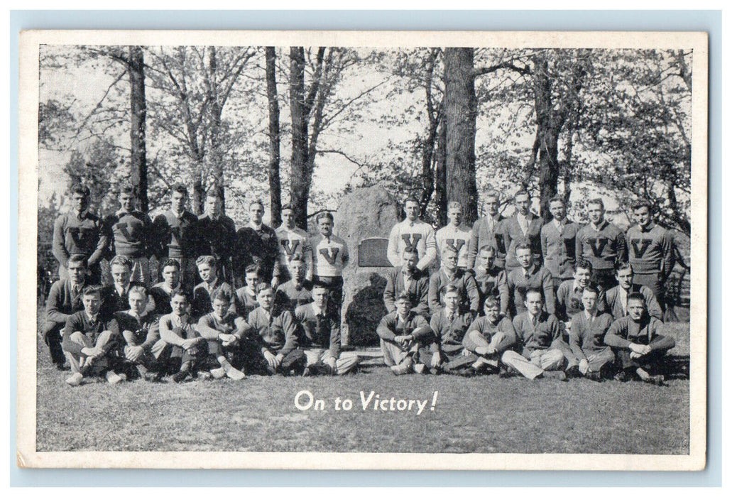 c1940s On To Victory! Valparaiso University Indiana IN Soliciation Ad Postcard