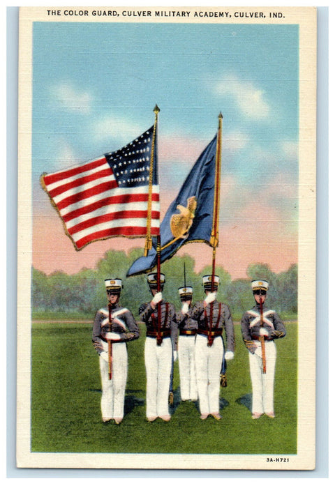 c1950s The Color Guard Culver Military Academy Culver Indiana IN Postcard