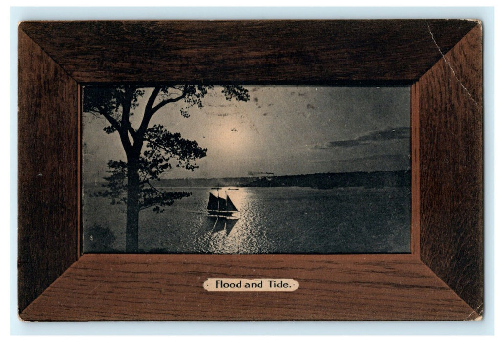 Flood and Tide 1908 Michigan City Indiana South Bend Sailboat Antique Postcard