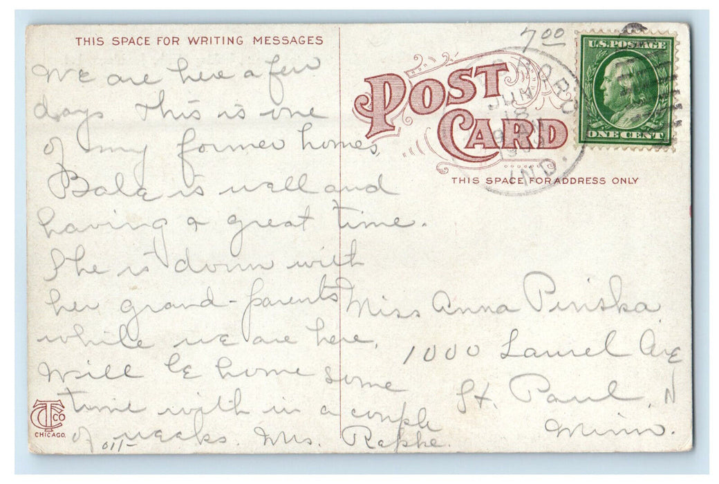 1909 Main and 2nd Streets Looking North Jonesboro Indiana IN Postcard
