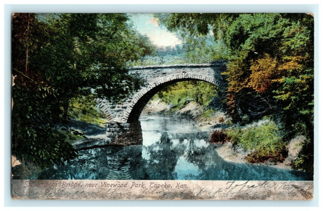 Arch Bridge Vinewood Park Topeka Kansas 1906 Vintage Postcard
