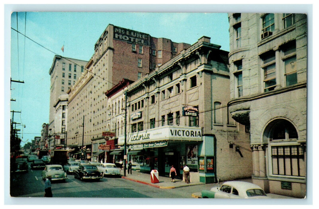 c1950's Street Wheeling West Virginia WV Classic Cars Vintage Postcard