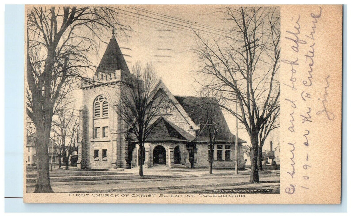 1908 First Church Of Christ Scientist Street View Toledo Ohio OH UDB Postcard