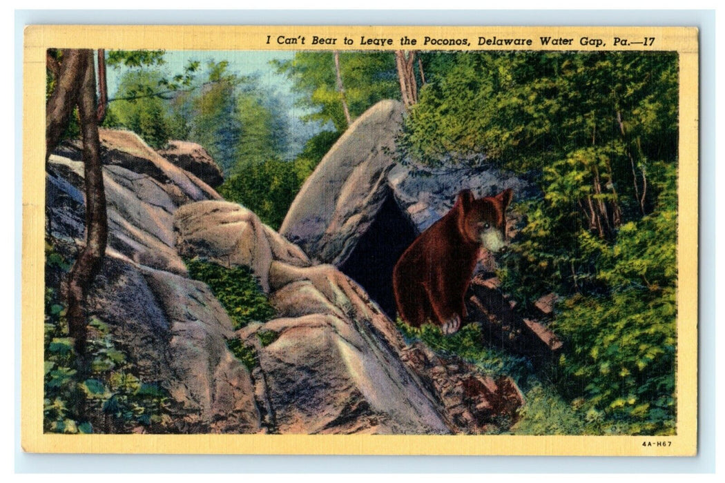 I Can't Bear to Leave the Poconos Delaware Water Gap Pennsylvania 1948 Postcard