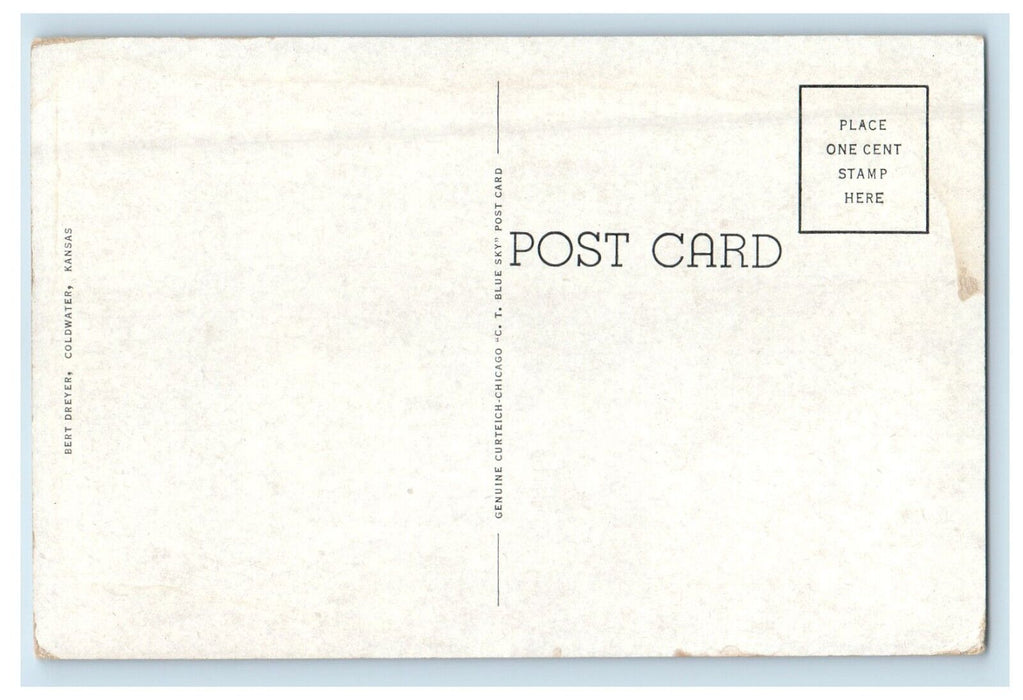 c1940s Cars in Main Street Coldwater Kansas KS Vintage Unposted Postcard