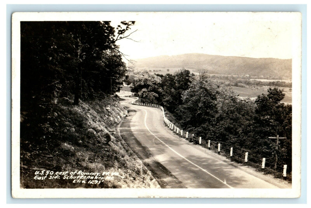 c1940's US 50 East of Romney West Virginia WV RPPC Photo Schaffenaker Postcard