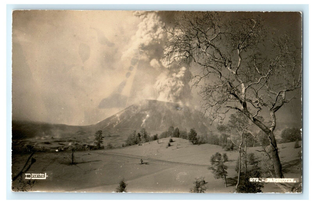 Paricutin Volcano Eruption RPPC Real Photo Antique Mexico Vintage Postcard