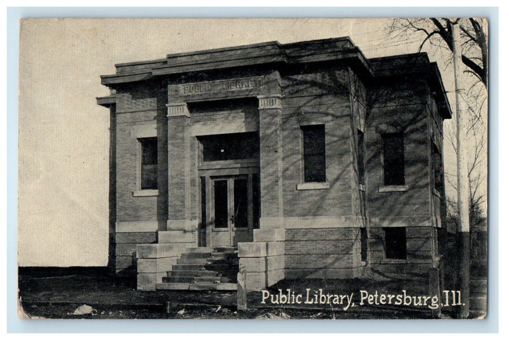 1908 Public Library Building Petersburg Illinois IL Antique Posted Postcard