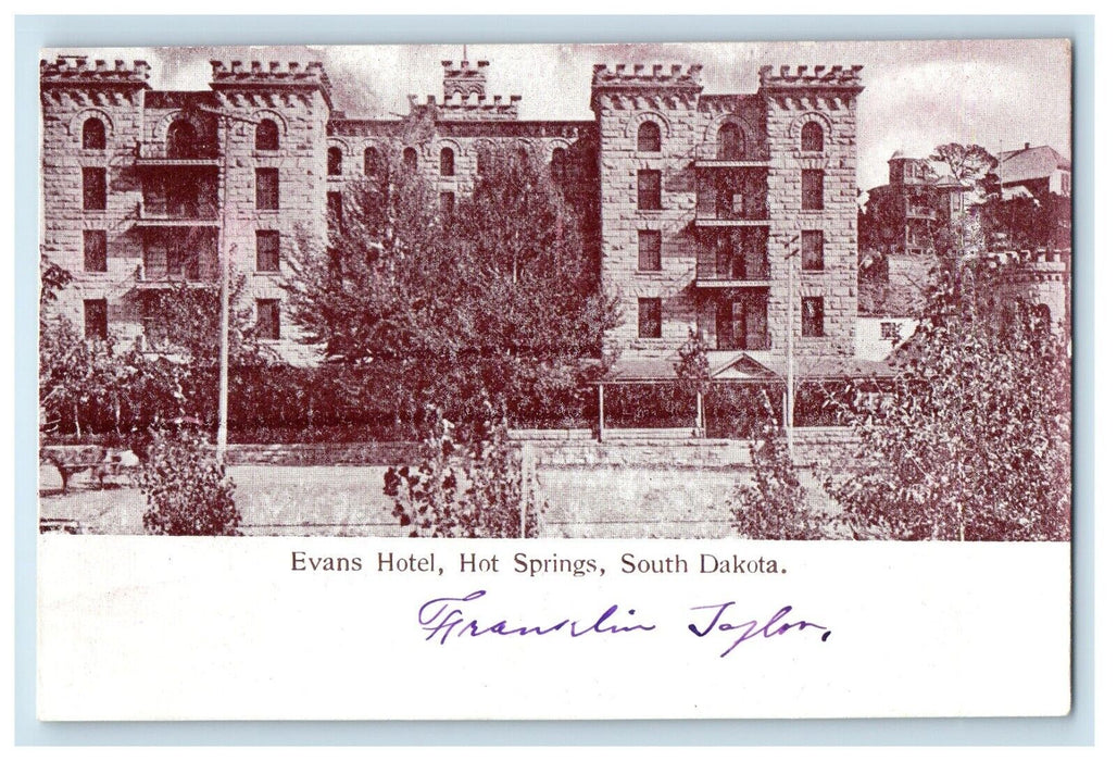 c1950s Evans Hotel, Hot Springs South Dakota SD Vintage Posted Postcard