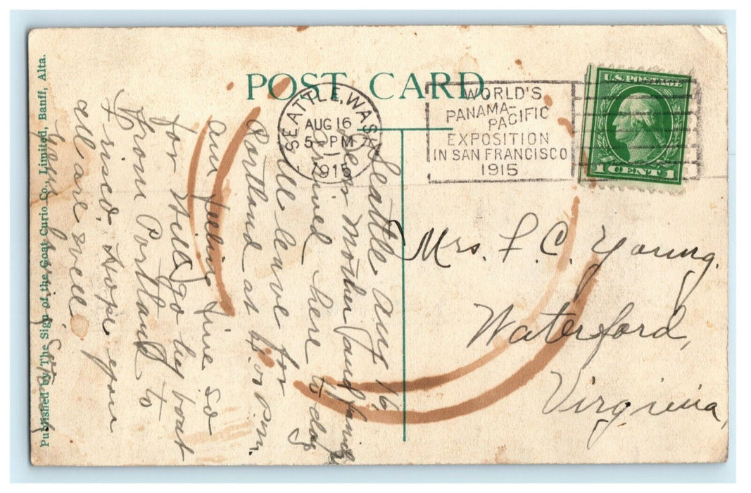 1915 Cascade Mountain Sanitorium Hotel Banff Alberta Canada Seattle WA Postcard