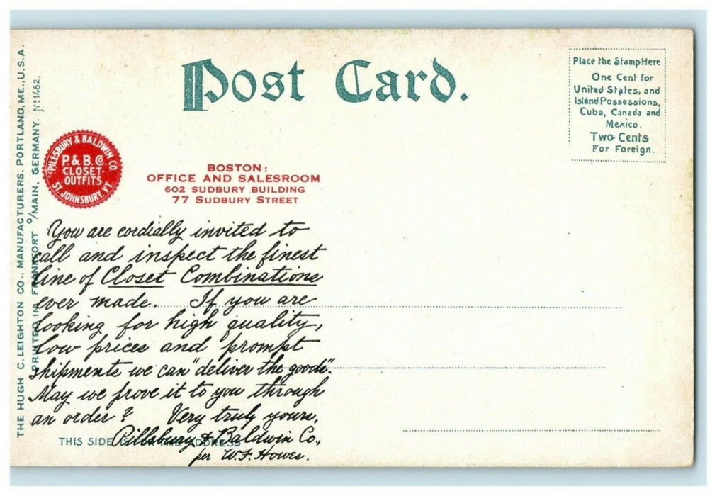 Washington Street Beverly Massachusetts Advertising Baldwin Vintage Postcard
