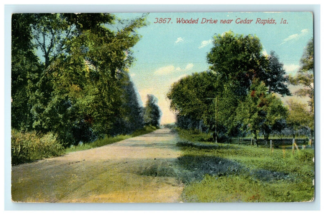 1911 Wooded Drive Near Cedar Rapids Iowa IA Elgin Posted Antique Postcard