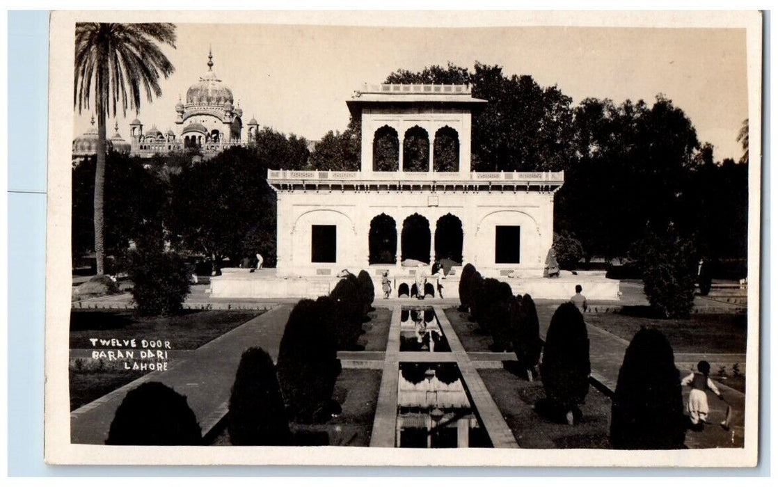 c1920's Twelve Door Baran Dari Gardens Lahore India RPPC Photo Unposted Postcard