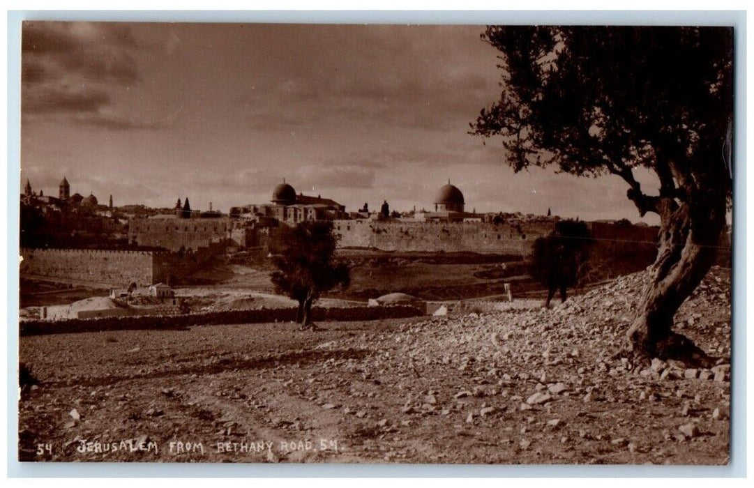 c1930's Jerusalem From Bethany Road Desert View Israel RPPC Photo Postcard