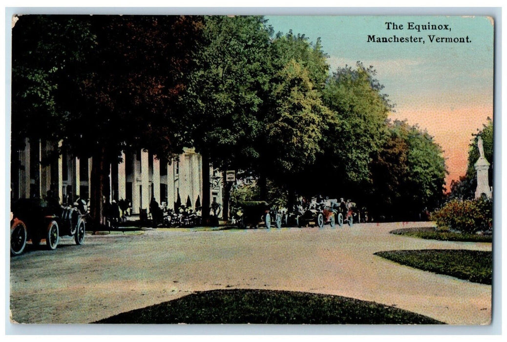 1910 The Equinox Cars Statue Manchester Vermont VT Posted Antique Postcard