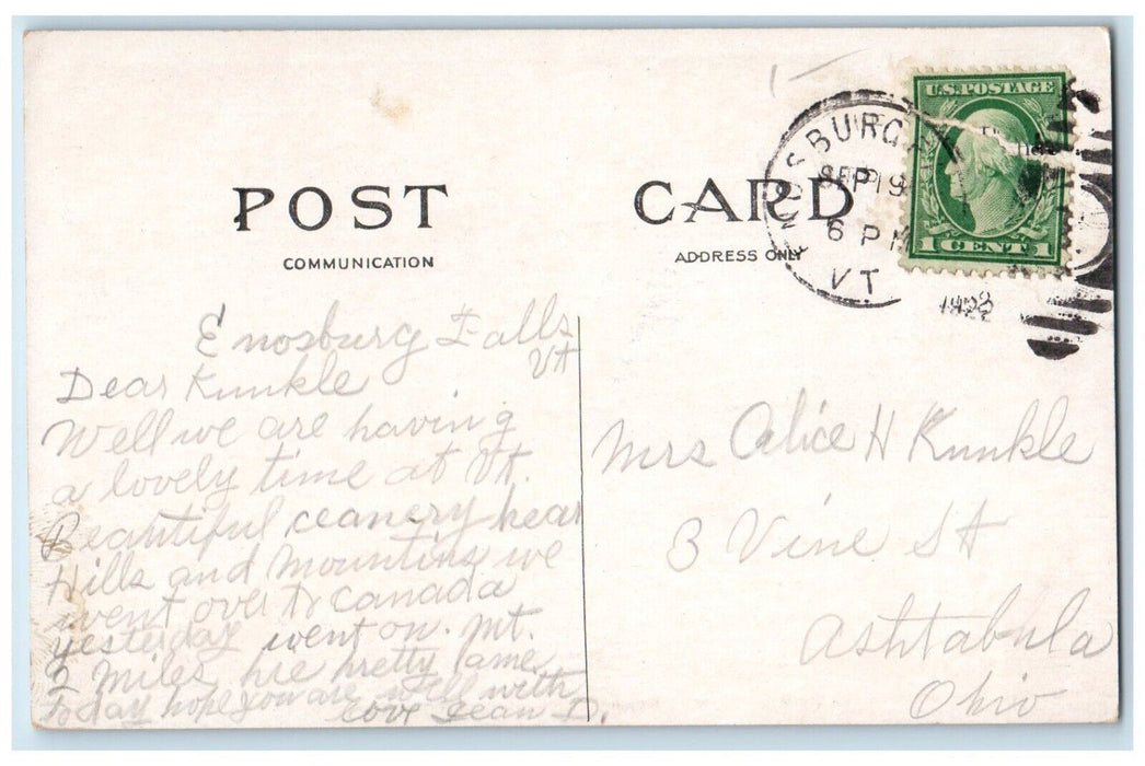 1922 Kendall Spavin Cure Enosburg Falls Vermont VT Posted Vintage Postcard