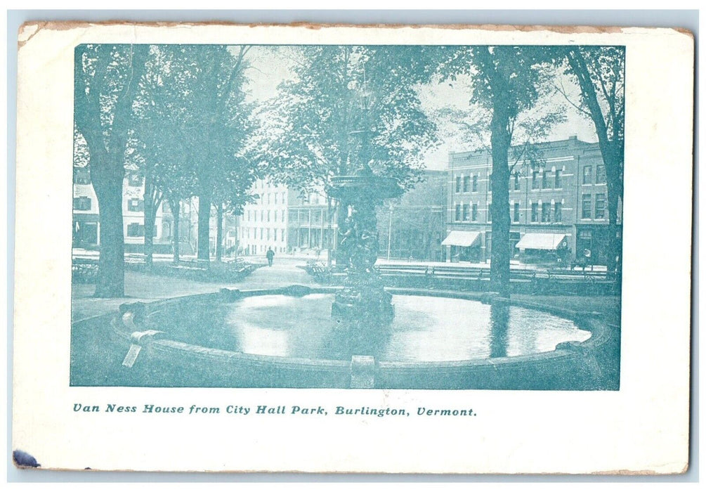 c1900's Van Ness House From City Hall Park Burlington Vermont VT  Postcard