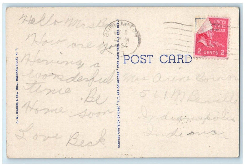 1954 Camel's Hump Green Mountains Burlington Vermont VT Posted Vintage Postcard