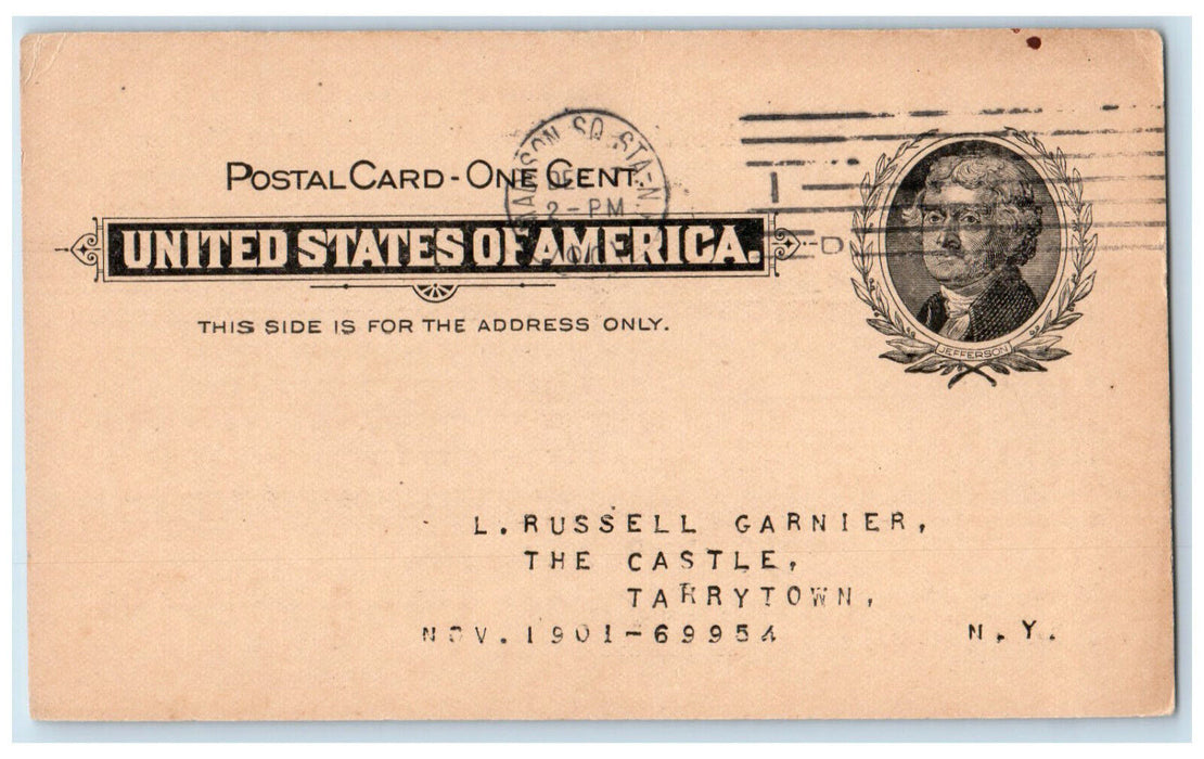 1901 S.S. McClure Co Christmas Message New York City NY Tarrytown NY Postard