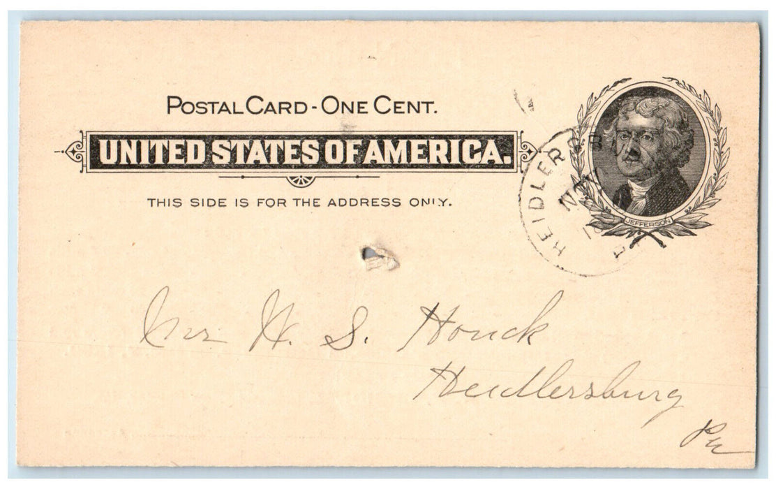 1899 Taxes for Tyrone Township New Chester Heidlersburg PA Postal Card