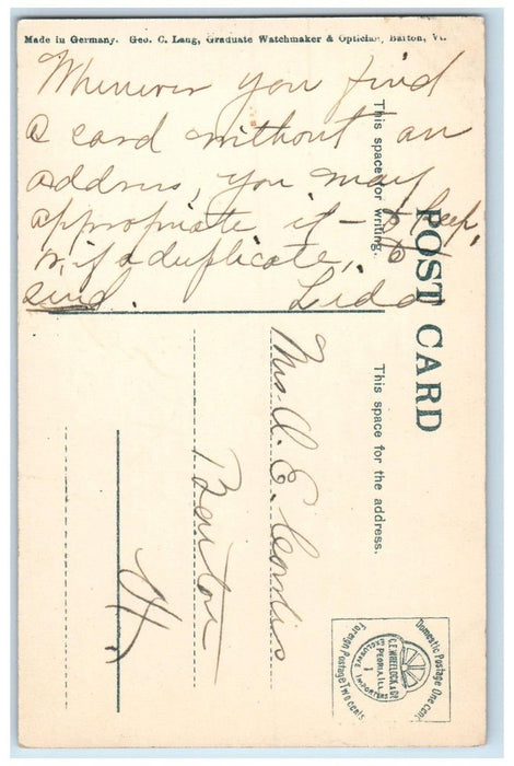 c1910's Greetings From Barton VT, Crystal Lake And Crystal Lake Hotel Postcard