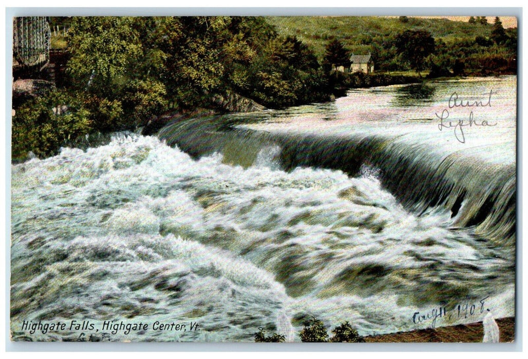 1908 View Of Highgate Falls Highgate Center Vermont VT, Saint Adam MA Postcard