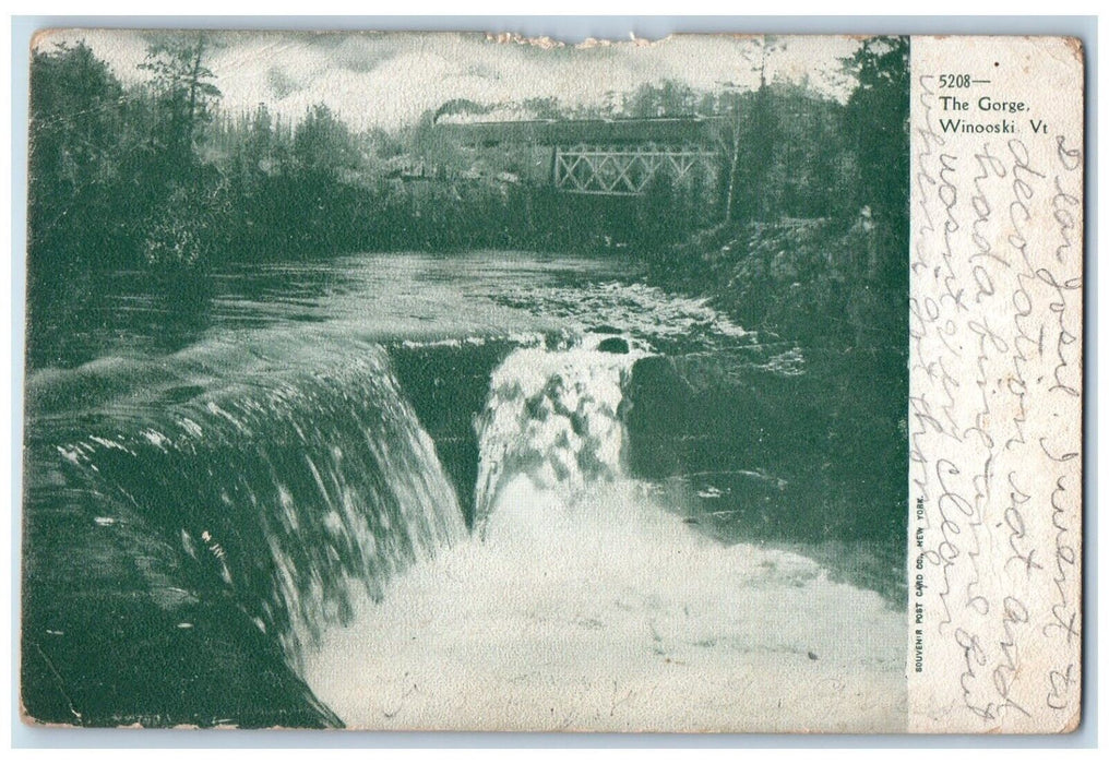 c1905 The Gorge Waterfalls Winooski Vermont VT Posted Antique Postcard