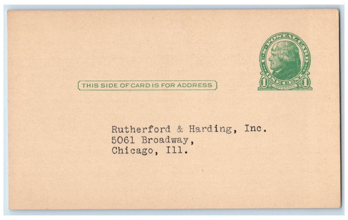 c1880's Rutherford & Harding Inc Broadway Chicago Illinois IL Postal Card