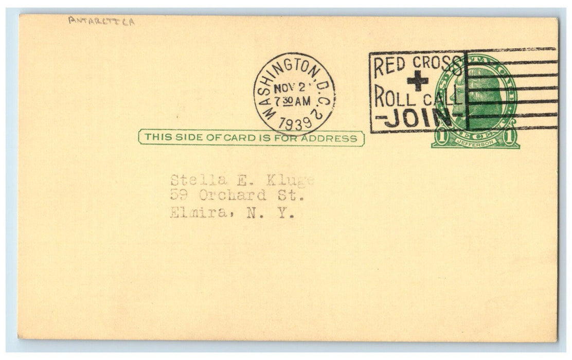 1939 Antartica Richard Byrd Expe. Fidelity Stamp Co Washington DC Postal  Card