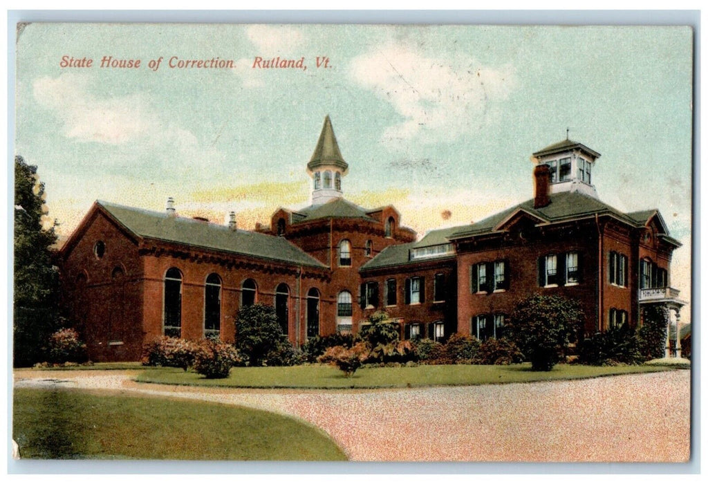 1909 View Of State House Of Correction Rutland Vermont VT Antique Postcard