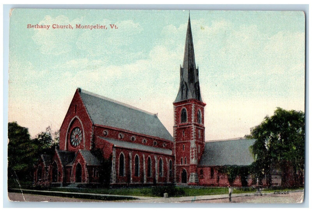 c1910's Bethany Church Scene Street Montpelier Vermont VT Antique Postcard