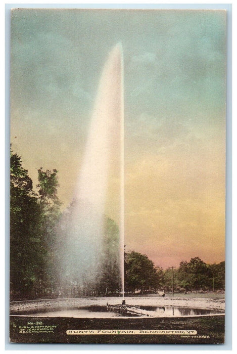 c1940's Hunt's Fountain Bennington Vermont VT Handcolored Vintage Postcard