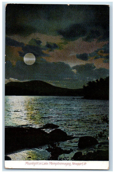 c1910's Moonlight Lake Memphremagog Newport Vermont VT Unposted Antique Postcard