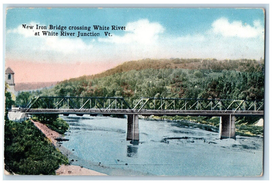 c1910's New Iron Bridge White River At White River Junction Vermont VT Postcard