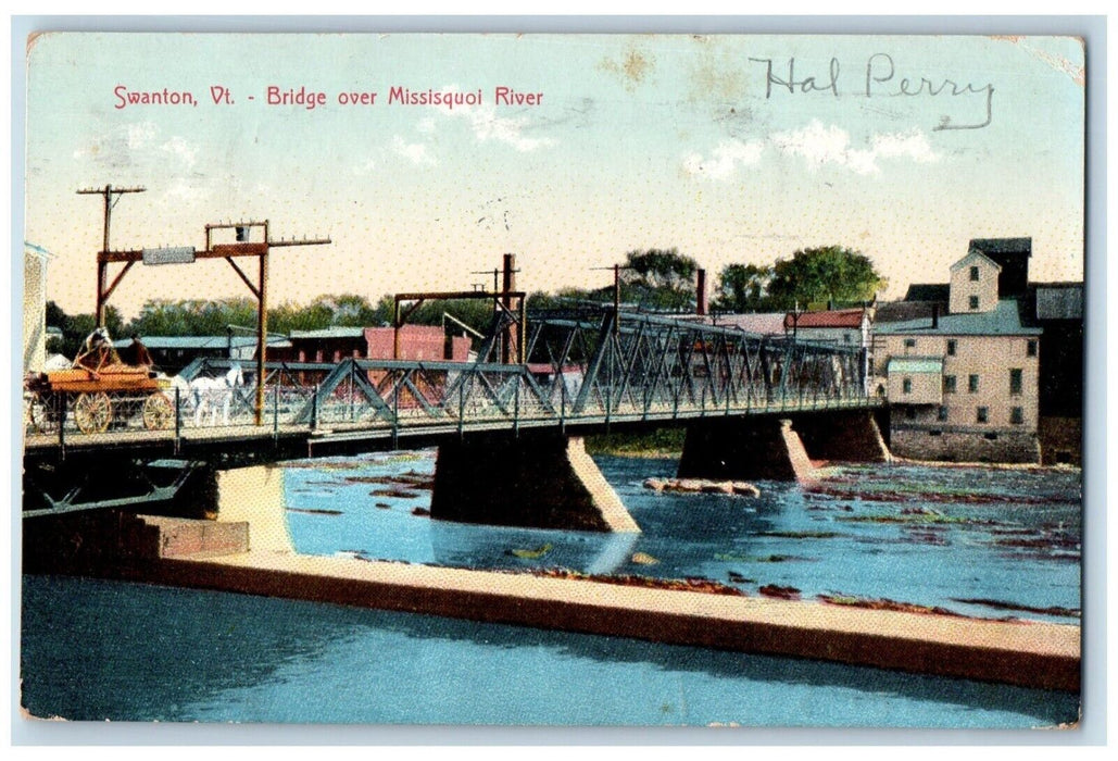 1908 Bridge Over Missisquoi River Swanton St. Albans Vermont VT Antique Postcard