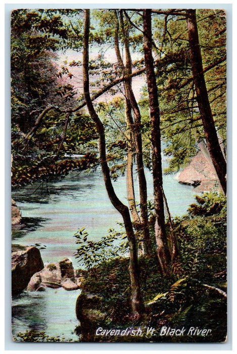 1913 View Of Black River Cavendish Sheffield Vermont VT Antique Postcard