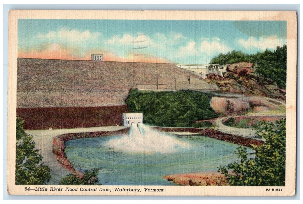 1940 Little River Flood Control Dam Waterbury Montpelier Vermont VT Postcard