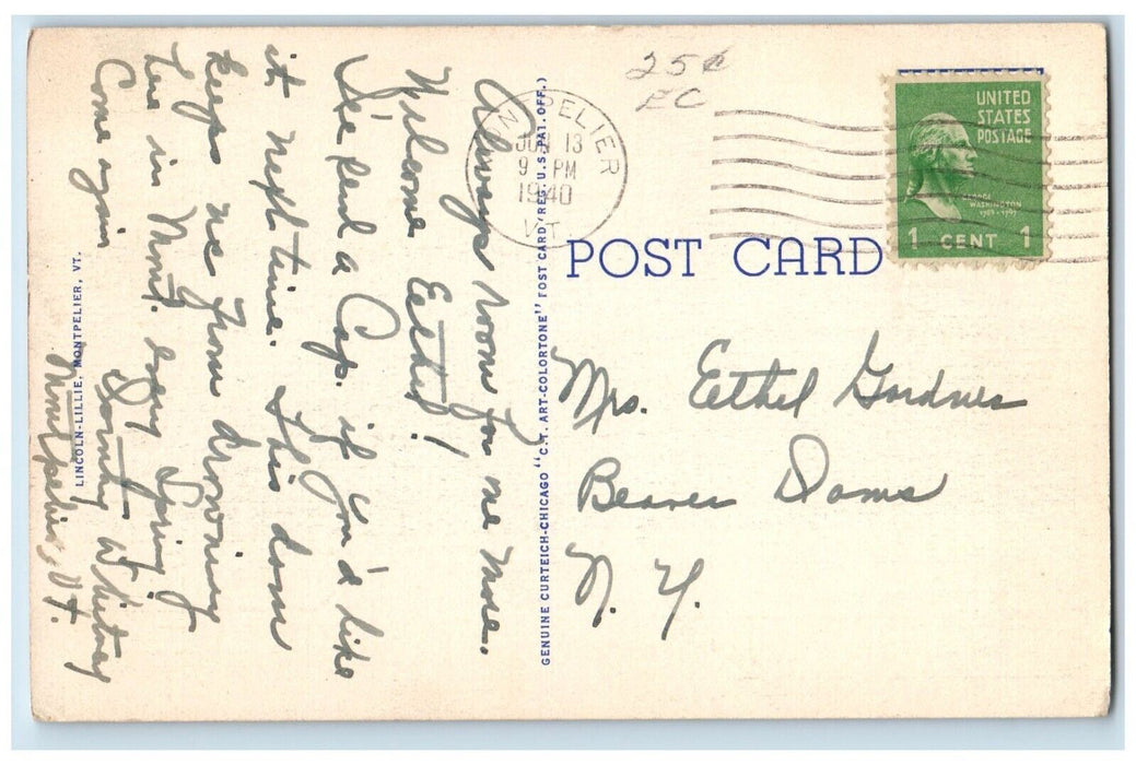 1940 Little River Flood Control Dam Waterbury Montpelier Vermont VT Postcard