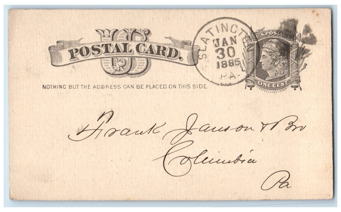 1885 David McKenna Correspondence Solicited Lehigh County PA Antique Postal Card