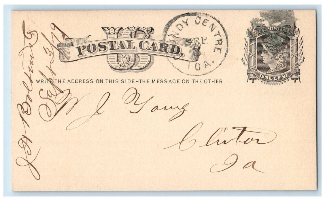 1879 WJ Young & Co. Grundy Center Iowa IA Clinton IA Antique Posted Postal Card