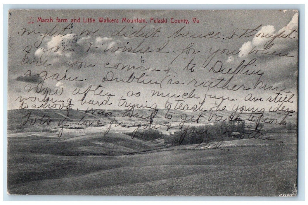 1911 Marsh Farm And Little Walkers Mountain Pulaski County Virginia VA Postcard