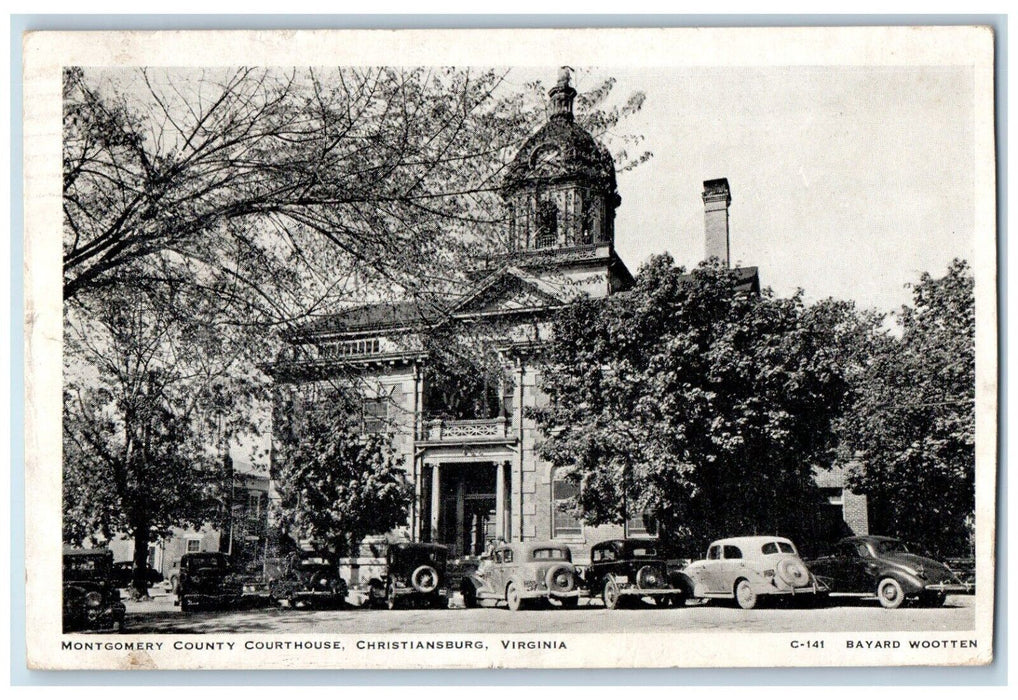 1937 Montgomery County Courthouse Cars Christiansburg Virginia VA Postcard