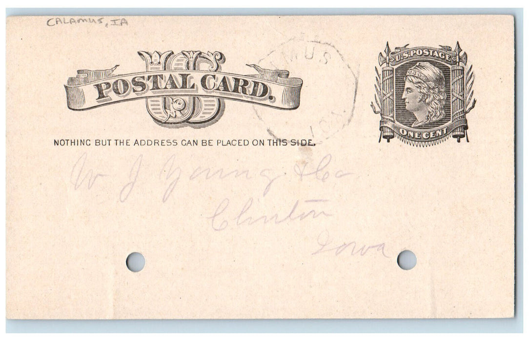 1883 Lowest Cash Price Message NL Bames Calamus Iowa IA Clinton IA Postal Card