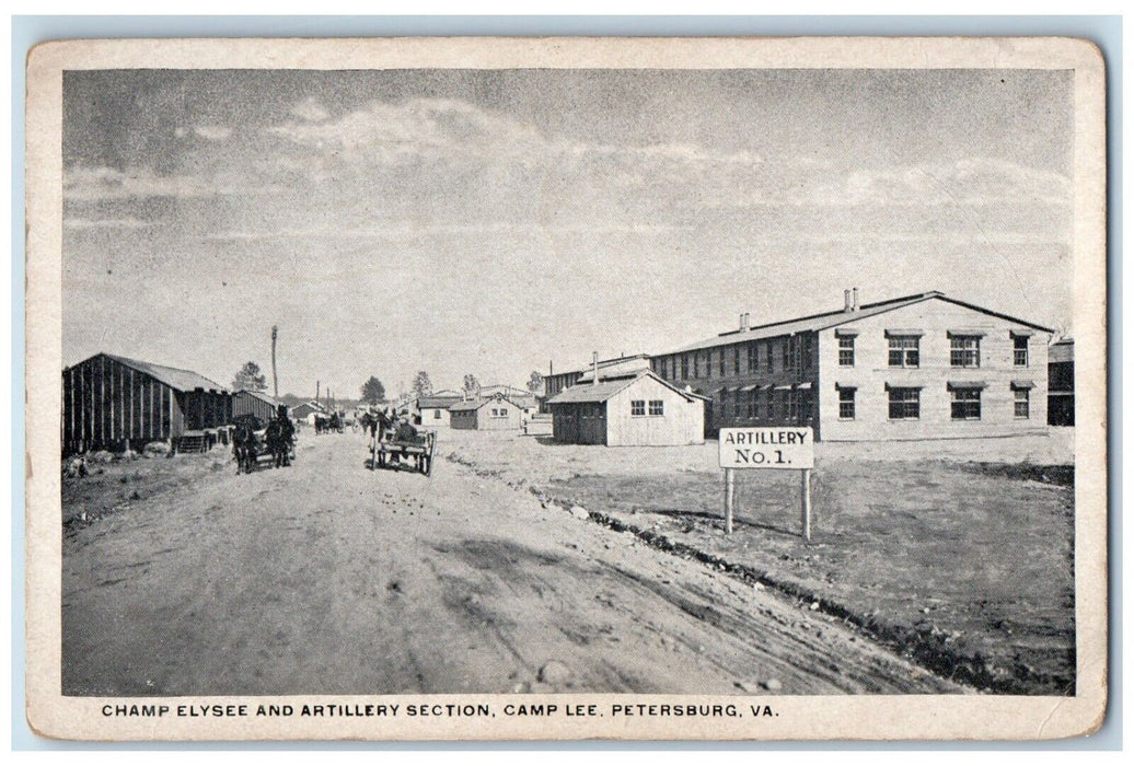 1918 Champ Elysee And Artillery Section Camp Lee Petersburg Virginia VA Postcard