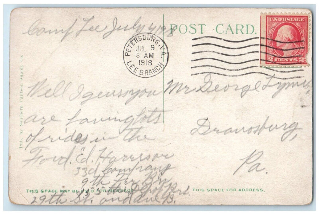 1918 Champ Elysee And Artillery Section Camp Lee Petersburg Virginia VA Postcard