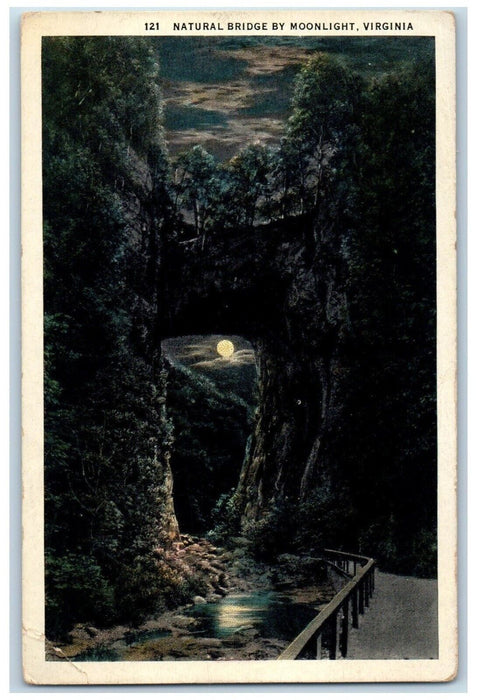 c1910's View Of Natural Bridge By Moonlight Virginia VA Unposted Postcard