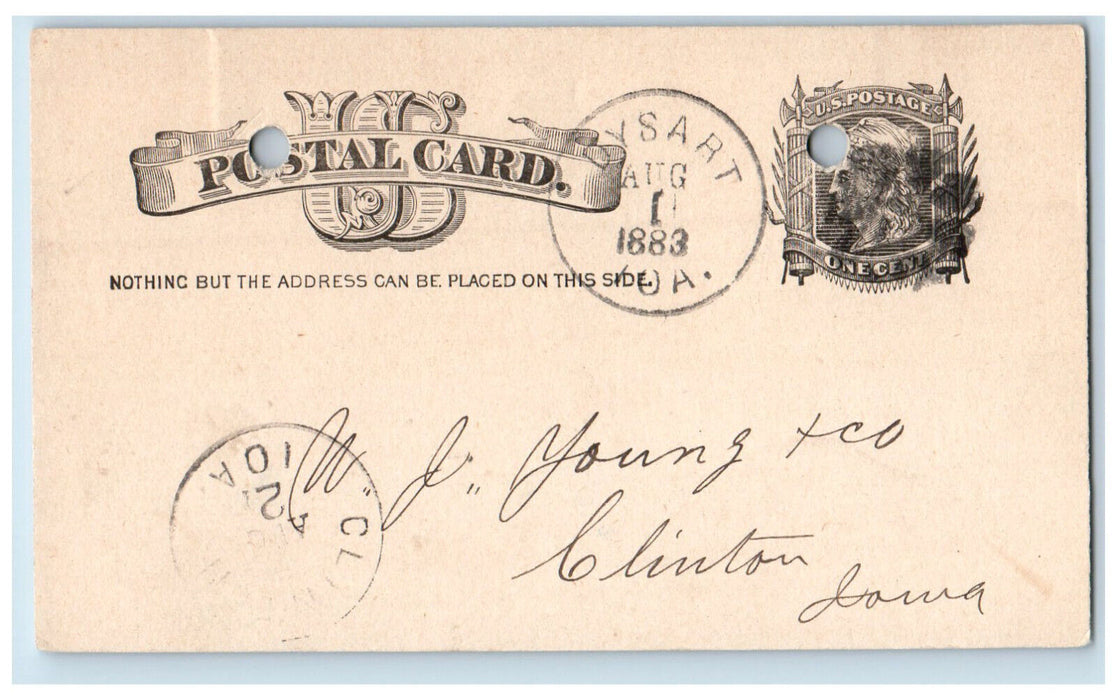 1883 Give Price on Shingles Dysart Iowa IA Clinton IA Antique Postal Card